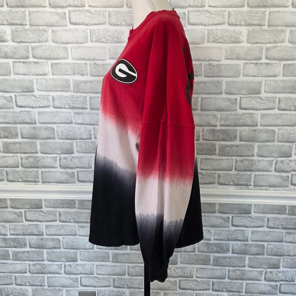 UGA Bulldogs Spirit Jersey Ombre Red Black Oversized Made in USA Georgia M - Picture 2 of 8